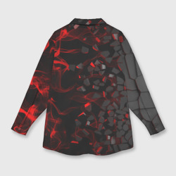 Рубашка с принтом 3Д Разлом 3D Плиты и огонь для любого человека, вид сзади №1. Цвет основы: белый
