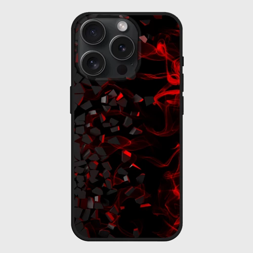 Чехол силиконовый для Apple iPhone 15 Pro матовый 3Д Разлом 3D Плиты и огонь