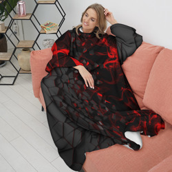 Плед с рукавами 3Д Разлом 3D Плиты и огонь - фото 2