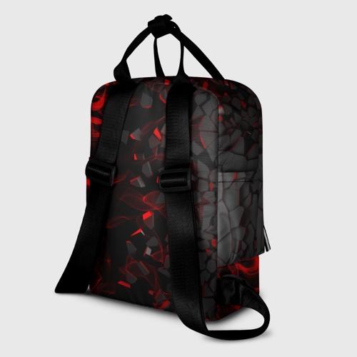 Женский рюкзак 3D с принтом 3Д Разлом | 3D Плиты и огонь, вид сзади #1