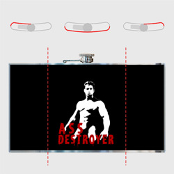 Фляга с принтом Ass destroyer SF 3D для любого человека, вид спереди №5. Цвет основы: металл