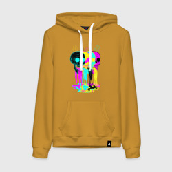 Женская толстовка хлопок 4 черепа skulls neon