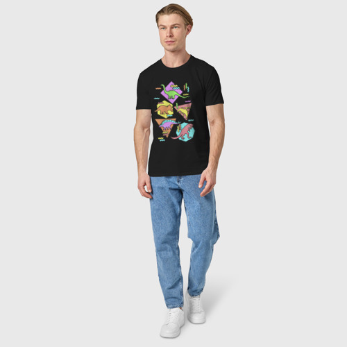 Мужская футболка хлопок с принтом ДИНОЗАВРЫ / DINOSAURS, вид сбоку #3