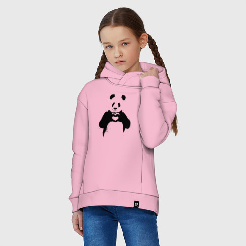 Детское худи Oversize хлопок Панда лайк любовь Panda love, цвет светло-розовый - фото 3