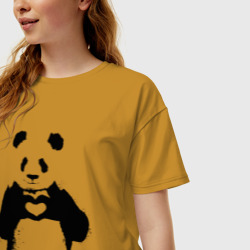 Женская футболка хлопок Oversize Панда лайк любовь Panda love - фото 2