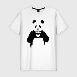 Мужская футболка хлопок Slim Панда лайк любовь Panda love