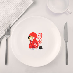 Набор: тарелка + кружка Кенма Козуме с котиком Haikyuu - фото 2