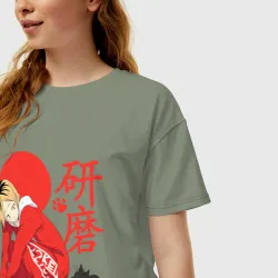 Женская футболка хлопок Oversize Кенма Козуме с котиком Haikyuu - фото 2