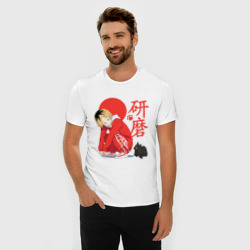 Мужская футболка хлопок Slim Кенма Козуме с котиком Haikyuu - фото 2