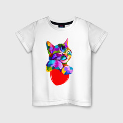 Детская футболка хлопок Радужный котик Rainbow kitty