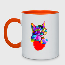 Кружка двухцветная Радужный котик Rainbow kitty