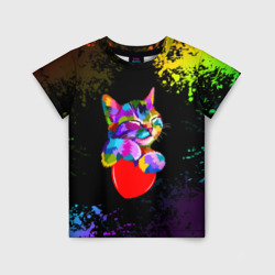 Детская футболка 3D Радужный котик Rainbow kitty