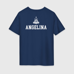 Ангелина Корона на спине – Женская футболка хлопок Oversize с принтом купить со скидкой в -16%