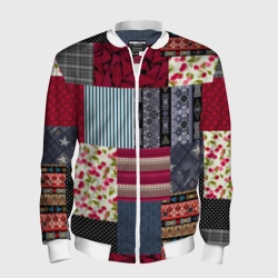 Мужской бомбер 3D Деревянные отделочные пэчворк узоры