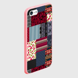 Чехол для iPhone 5/5S матовый Деревянные отделочные пэчворк узоры - фото 2