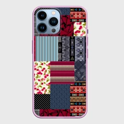 Чехол для iPhone 14 Pro Max Деревянные отделочные пэчворк узоры