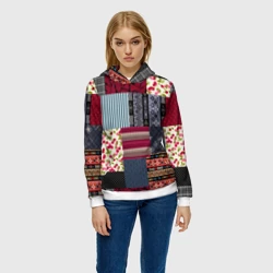 Женская толстовка 3D Деревянные отделочные пэчворк узоры - фото 2