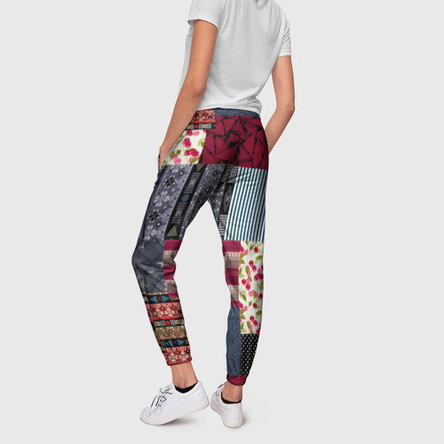 Женские брюки 3D Деревянные отделочные пэчворк узоры, цвет 3D печать - фото 4