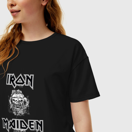 Женская футболка хлопок Oversize Iron Maiden Айрон мейден, цвет черный - фото 3