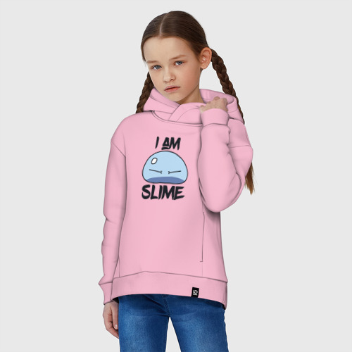 Детское худи Oversize хлопок I am slime, Я слизь, цвет светло-розовый - фото 3