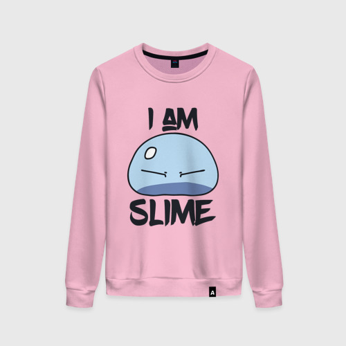 Женский свитшот хлопок I am slime, Я слизь, цвет светло-розовый