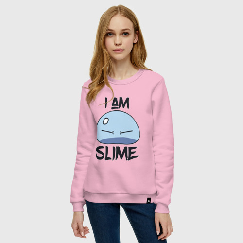 Женский свитшот хлопок I am slime, Я слизь, цвет светло-розовый - фото 3