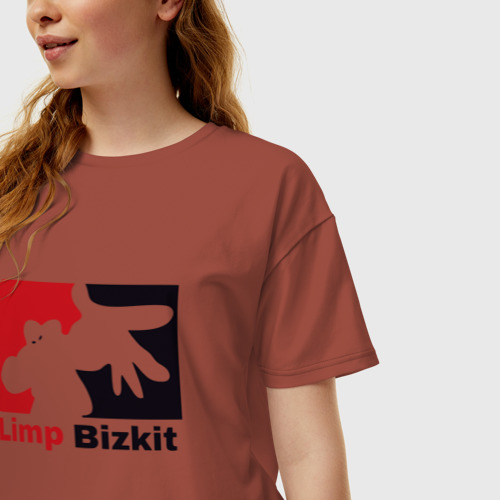 Женская футболка хлопок Oversize Limp Bizkit, цвет кирпичный - фото 3