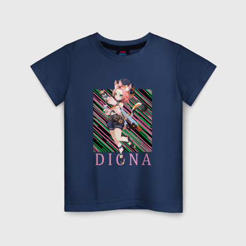 Детская футболка хлопок Диона Genshin Impact, цвет темно-синий