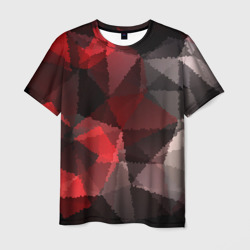 Мужская футболка 3D Серо-красная абстракция 