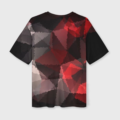Женская футболка oversize 3D Серо-красная абстракция - фото 2