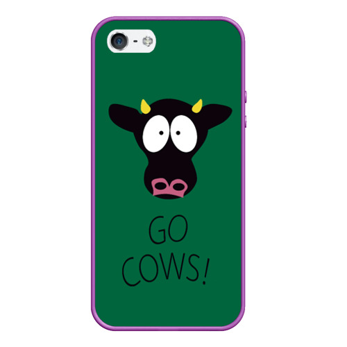 Чехол для iPhone 5/5S матовый Go Cows, цвет фиолетовый