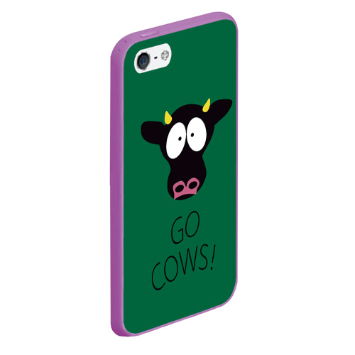 Чехол для iPhone 5/5S матовый Go Cows, цвет фиолетовый - фото 3