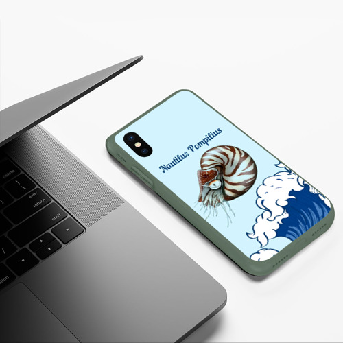 Чехол для iPhone XS Max матовый Nautilus Pompilius океан, цвет темно-зеленый - фото 5