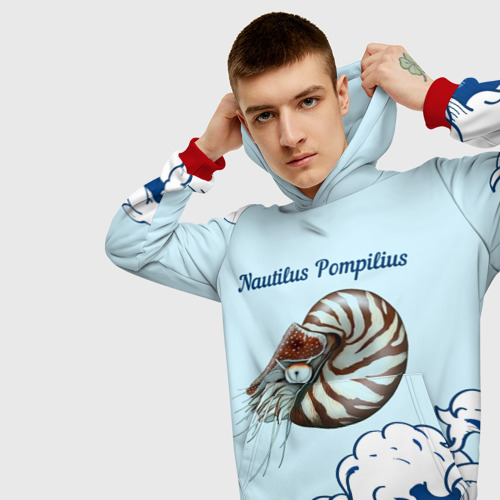 Мужская толстовка 3D Nautilus Pompilius океан, цвет красный - фото 5
