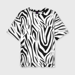 Женская футболка oversize 3D Черно-белый  узор зебра