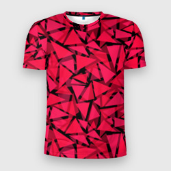 Мужская футболка 3D Slim Красно-черный геометрический  узор