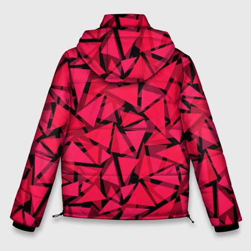 Мужская зимняя куртка 3D с принтом Красно-черный геометрический  узор, вид сзади #1