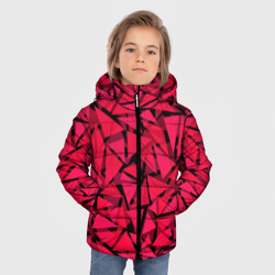 Зимняя куртка для мальчиков 3D Красно-черный геометрический  узор - фото 2