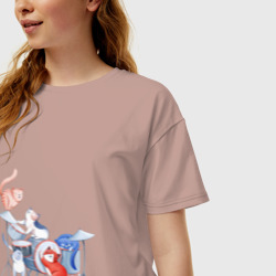 Женская футболка хлопок Oversize Кошачья группа - фото 2