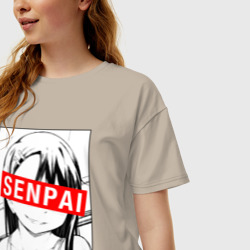 Женская футболка хлопок Oversize Нагаторо, senpai - фото 2