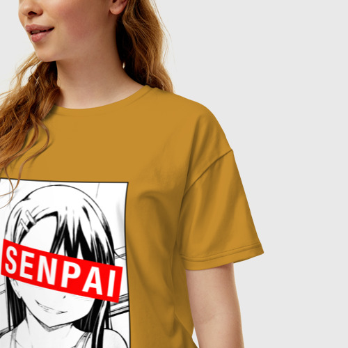 Женская футболка хлопок Oversize Нагаторо, senpai, цвет горчичный - фото 3