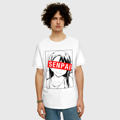 Мужская футболка хлопок Oversize Нагаторо, senpai, цвет белый - фото 3