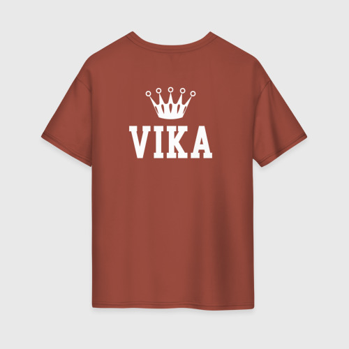 Женская футболка хлопок Oversize Вика Корона на спине, цвет кирпичный - фото 2
