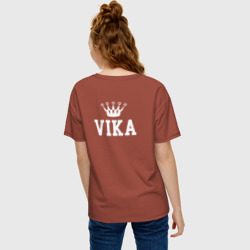 Женская футболка хлопок Oversize Вика | Корона на спине - фото 2