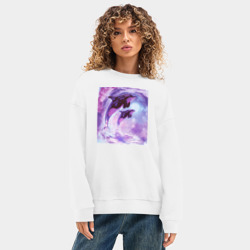 Женский свитшот oversize без начеса хлопок Костака акварель - фото 2