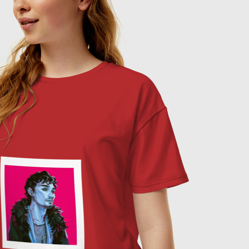 Женская футболка хлопок Oversize Клаус Академия Амбрелла, цвет красный - фото 3