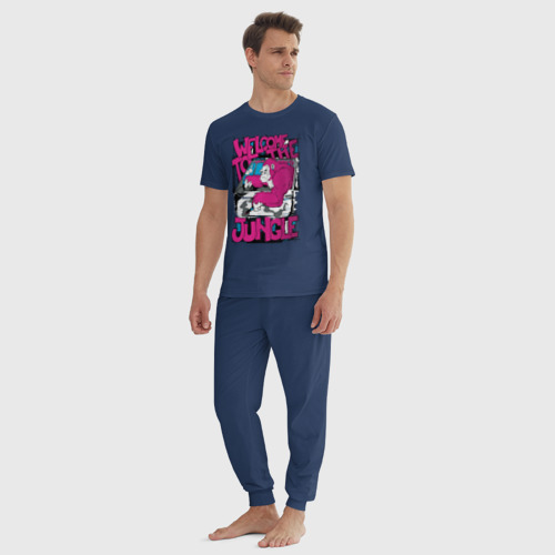 Мужская пижама хлопок Обезьяна водитель, цвет темно-синий - фото 5