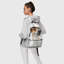 Рюкзак с принтом Собака для любого человека, вид спереди №4. Цвет основы: белый