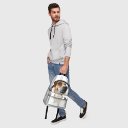 Рюкзак с принтом Собака для любого человека, вид спереди №5. Цвет основы: белый