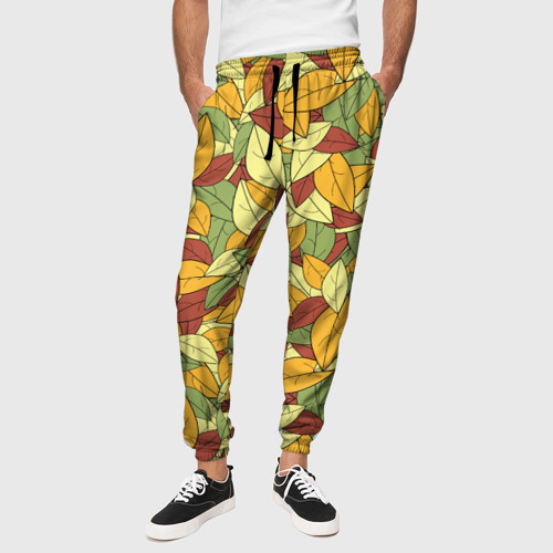 Мужские брюки 3D Яркие осенние листья, цвет 3D печать - фото 4
